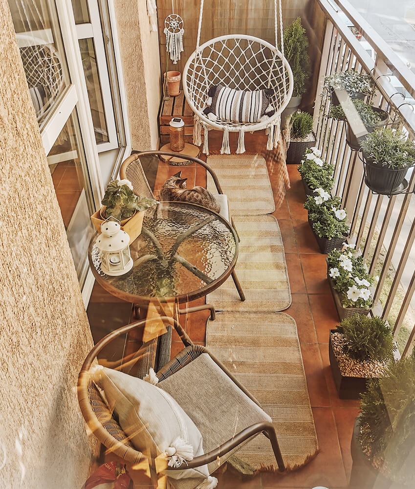 boho balcony interior decor