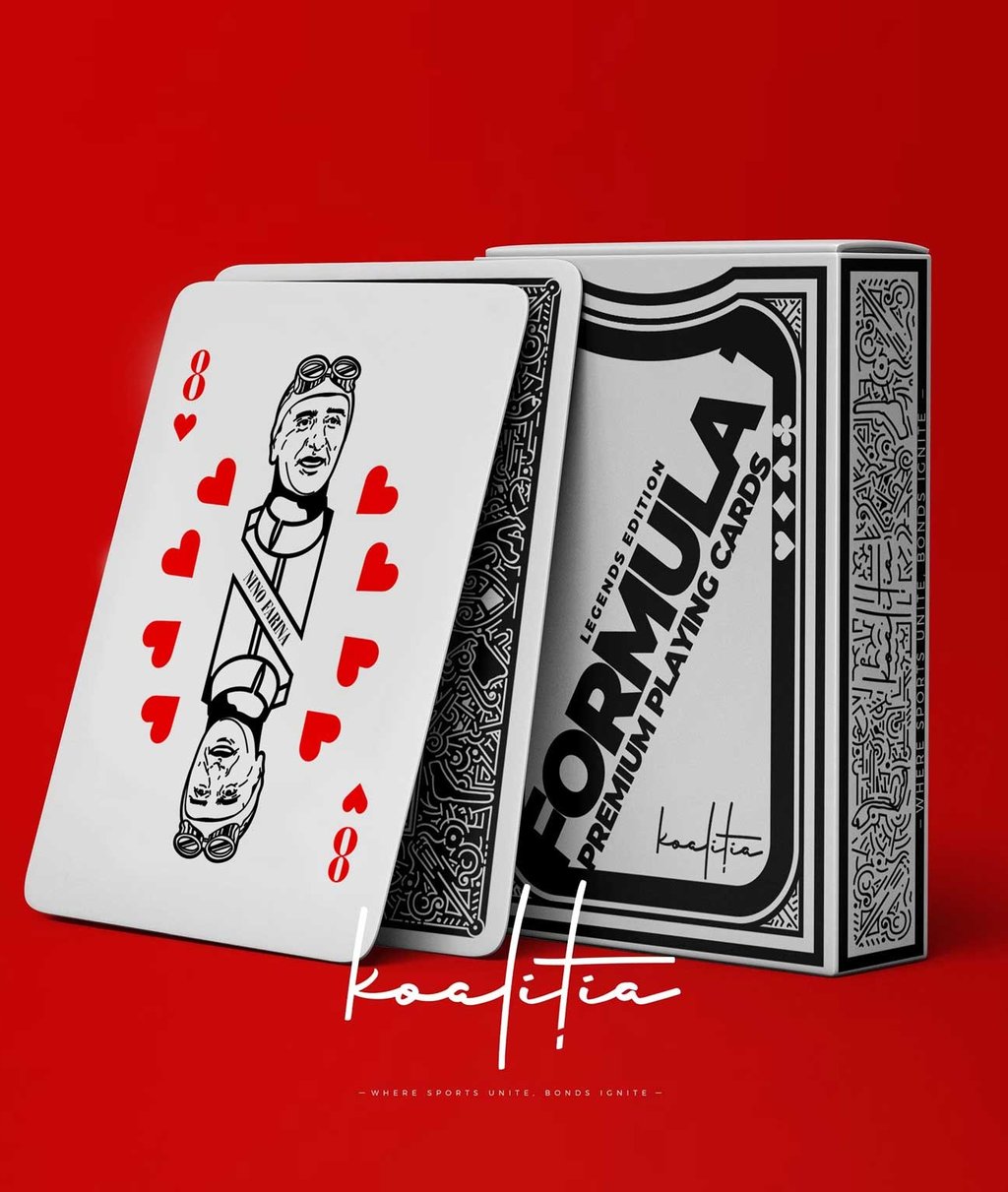 Nino Farina illustrated on a Playing Card.
