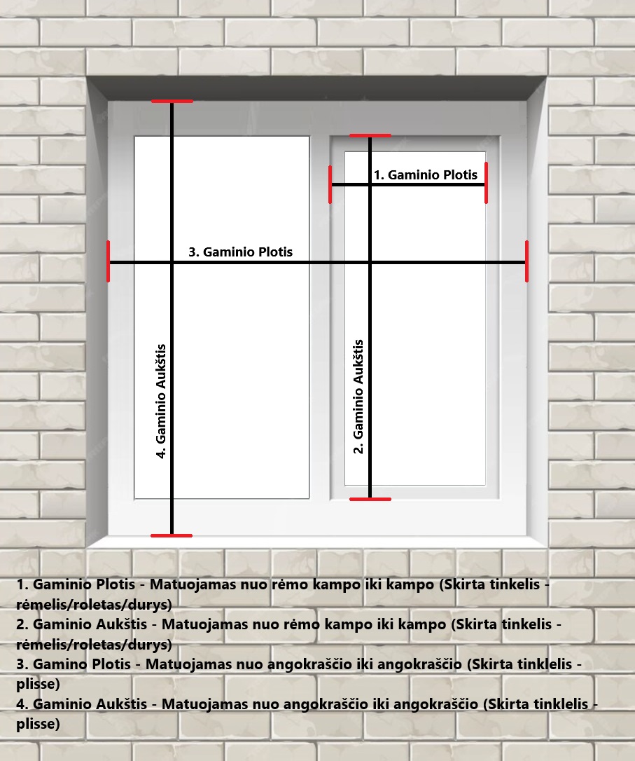 Matavimo instrukcija tinkleliams: pagrindinio nustatymų sąsajos ekrano vaizdas.