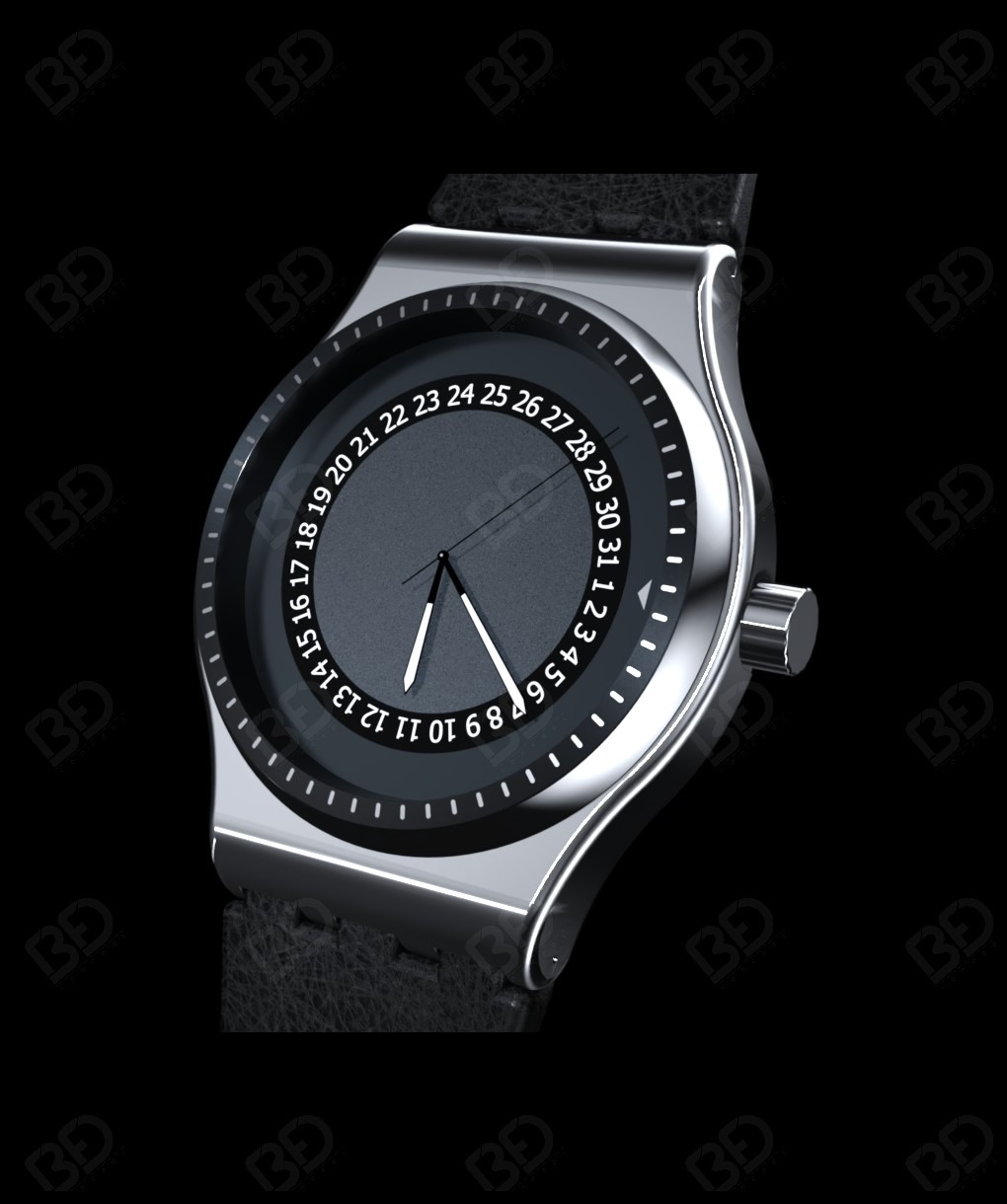 Rendu 3D réaliste d’une montre avec cadran détaillé