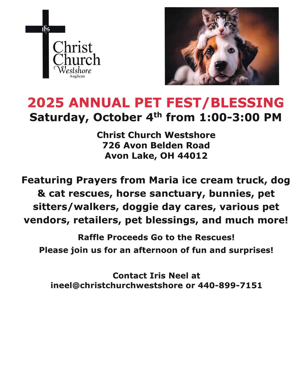 Christ Church Westshore Pet Fair/Blessing flyer
