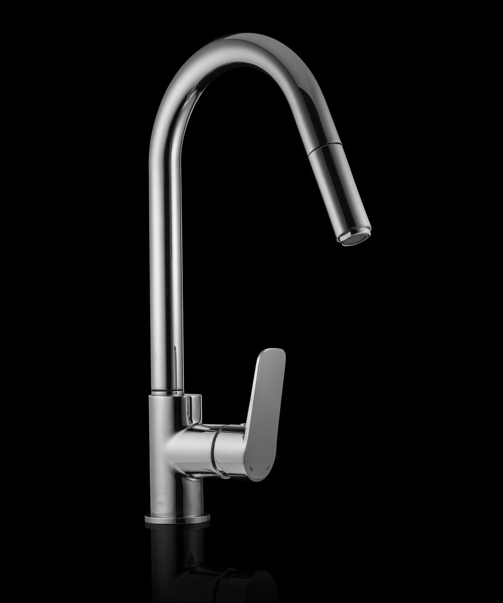 Product photography - a kitchen faucet with a black background