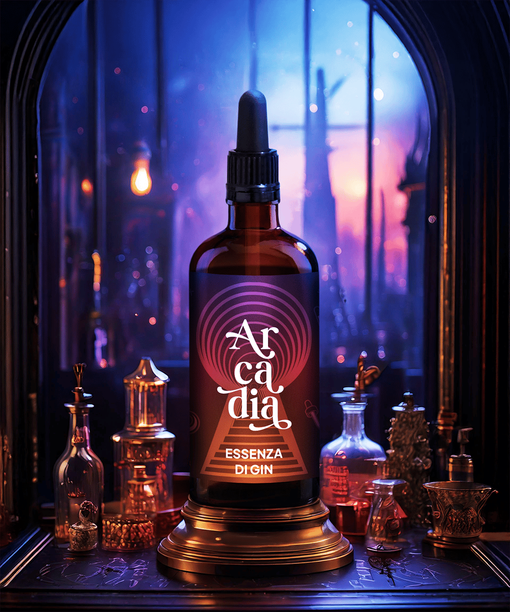 Una bottiglia di Arcadia, essenza di Gin da 10 cl