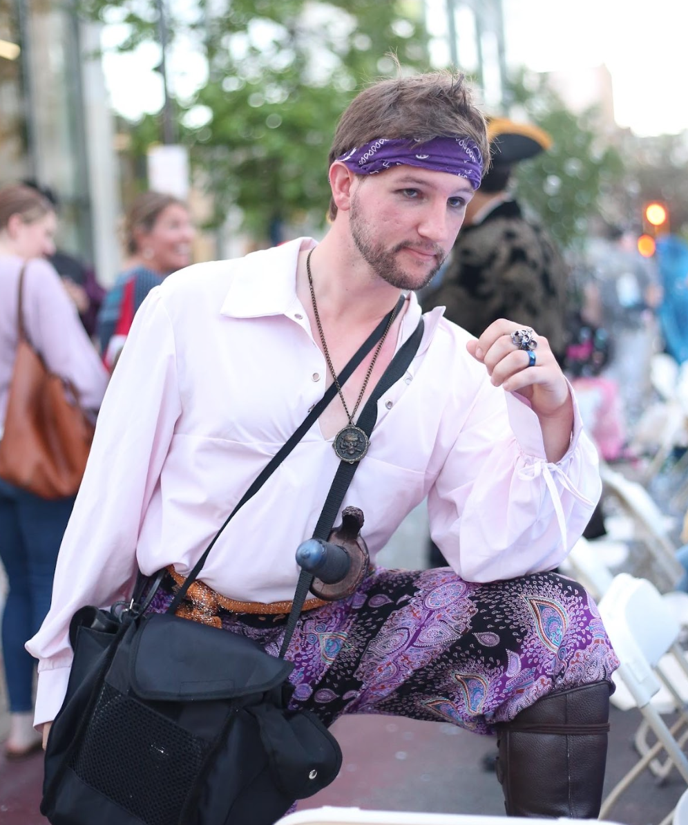 Male pirate posing for a photo
