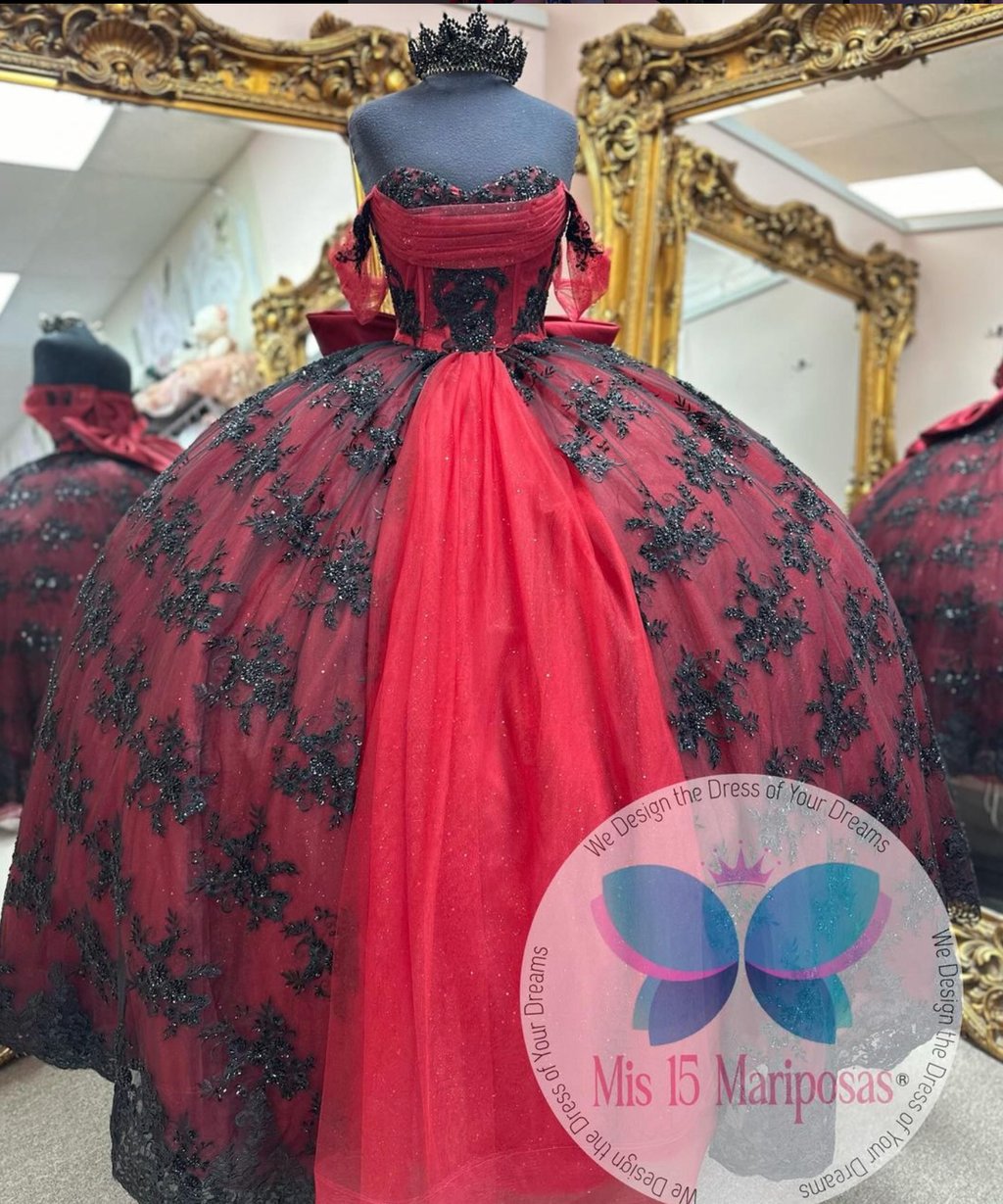 red Quinceanera Dress Made Exclusive for Alamo Bridal In San Antonio TX. Quince Dream Dress