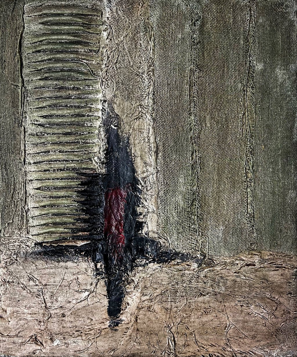 Urban art, mixed media abstract painting. Ditchling artist.