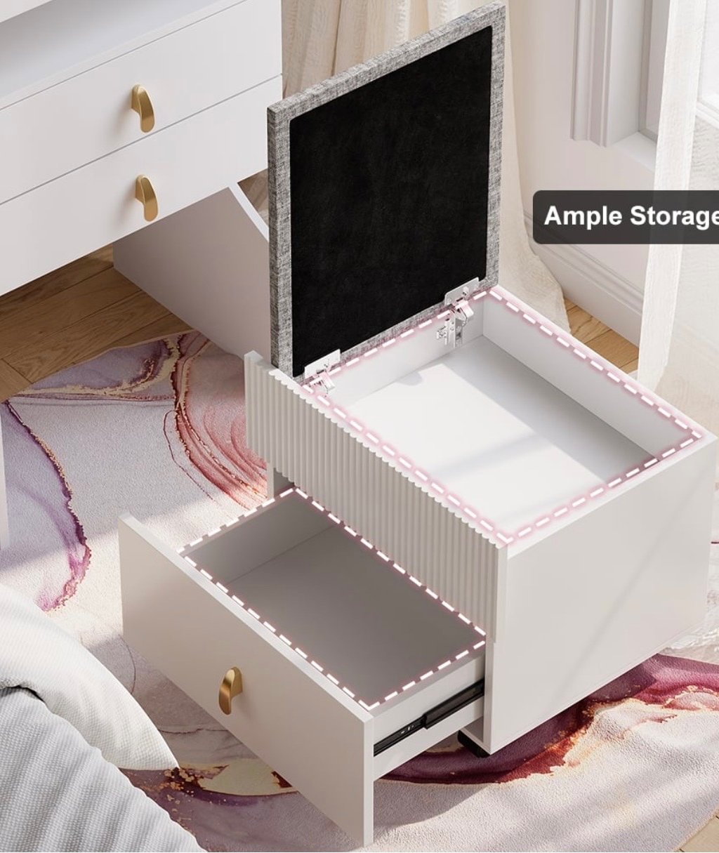 Multifunctional vanity with hidden stool, multifunctional cabinet