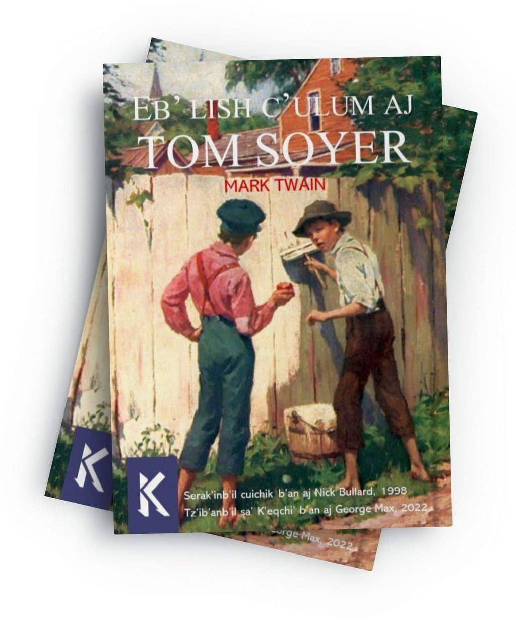 Mock-up of two superposed books with the title TOM SAWYER