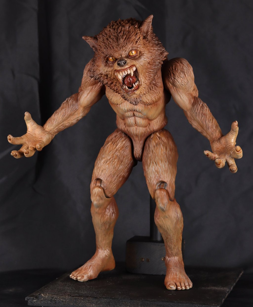 Hand-sculpted werewolf creature figure produced using 3D printing, mould making, and painted resin casting