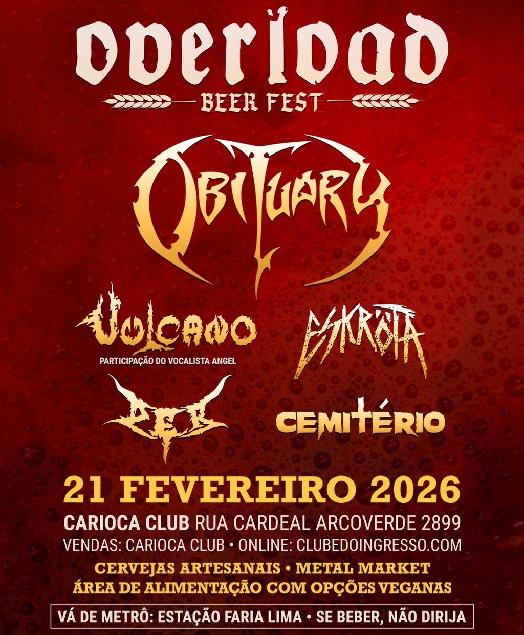 Overload Beer Fest retorna com Obituary celebrando 35 anos de "Cause of Death"