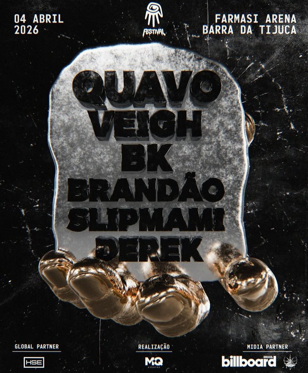 Quavo e convidados no OMNI Festival Rio, line-up completo do evento, palco e público na Farmasi Aren
