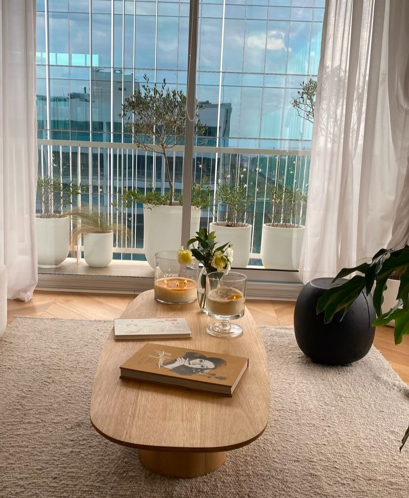 Interiorismo living moderno luz natural y decoración orgánica, diseñado por Studio Atípico en Chile 