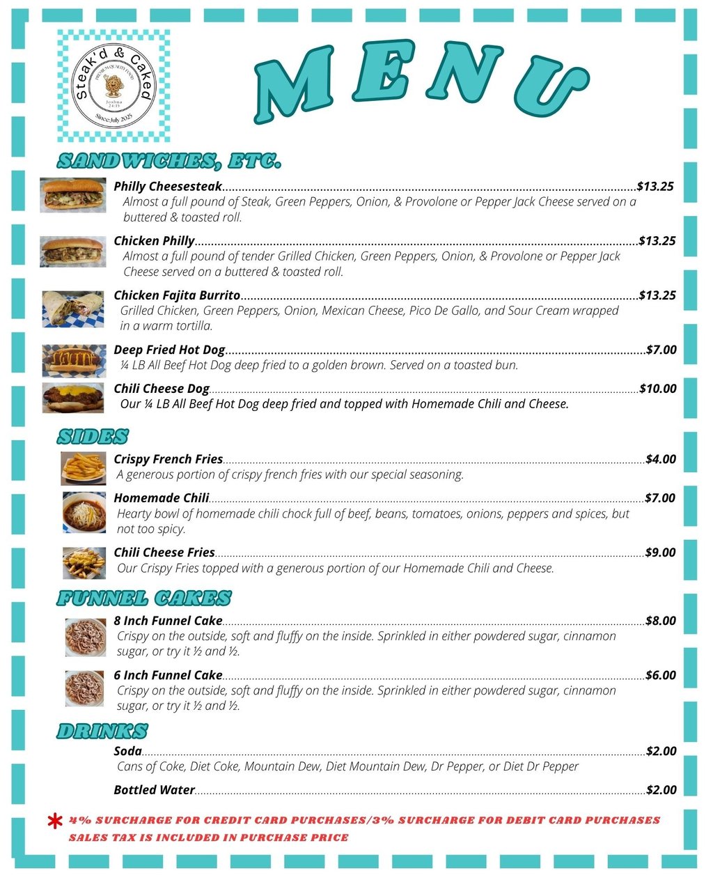 Image of Steak'd & Caked menu