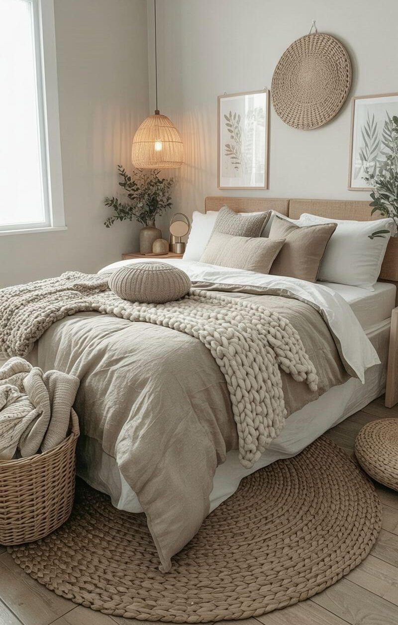 budget-friendly wall art in a boho bedroom