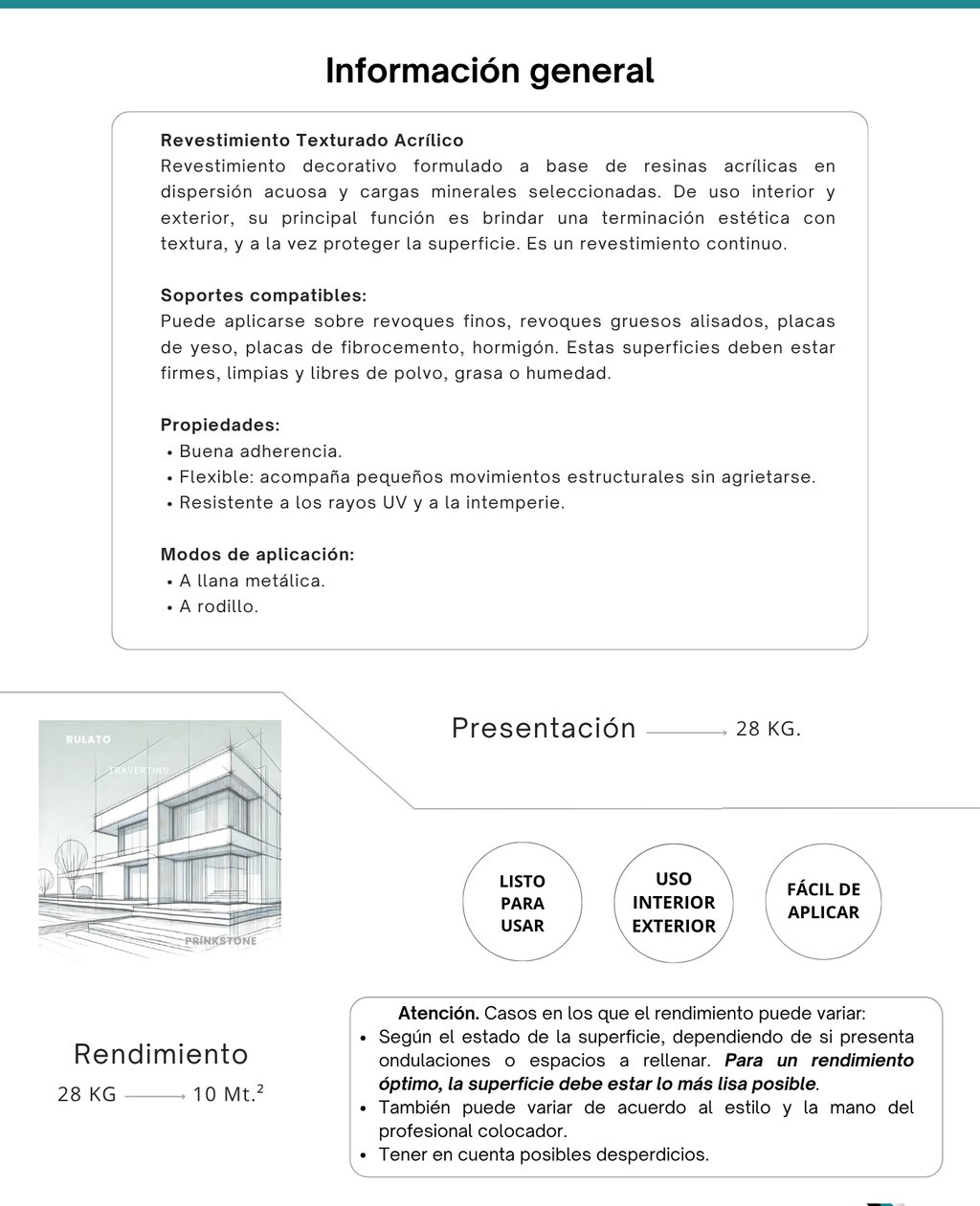Informacion general Revestimiento Texturado 