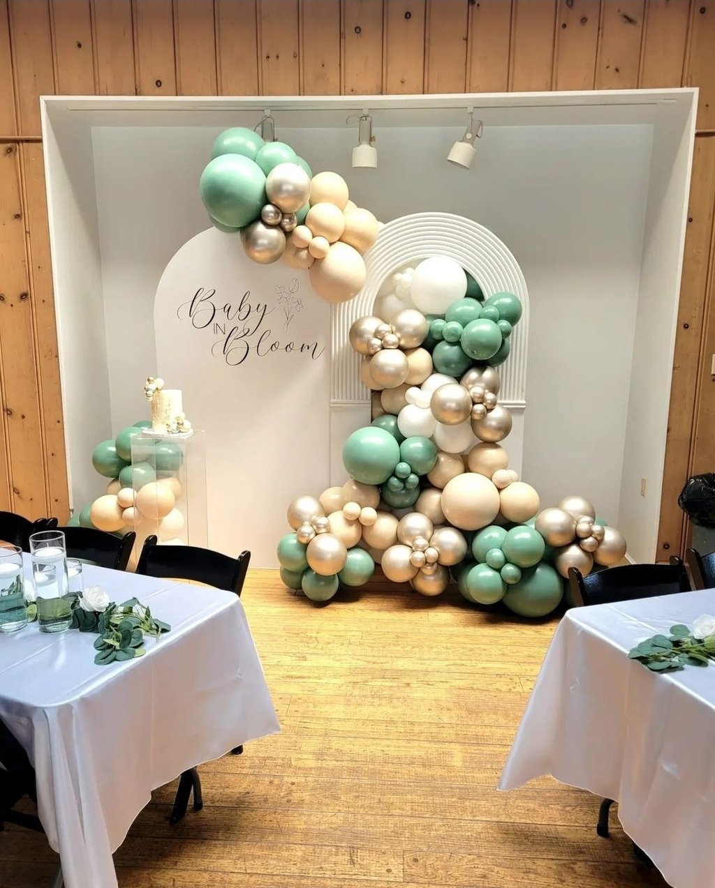 Baby in bloom balloon backdrop