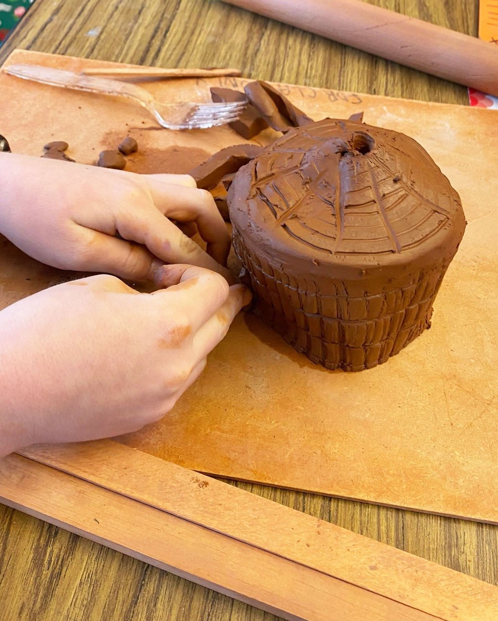 wickiup made from rolled clay