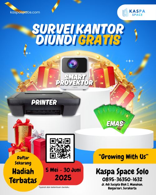undian berhadiah dan promo private office kaspa space manahan solo
