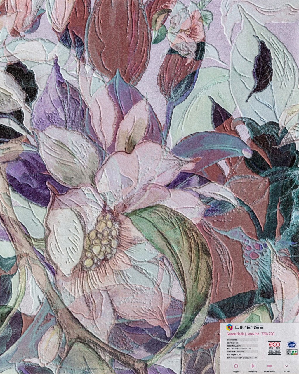 Close-up of Pastel Color Flowers texture on Dimense Media Suede