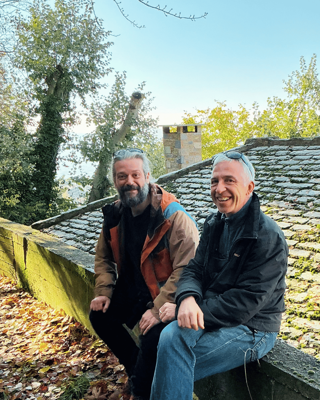 Medical herbalist Emmanouil Manos with Dr. Michael Siewert at Portaria village, mt. Pelion