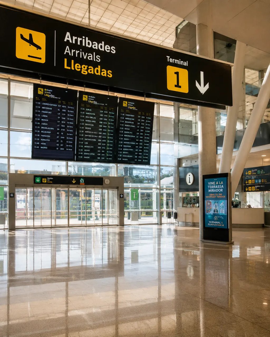 Filipino driver in Barcelona holding a welcome sign at El Prat airport arrivals