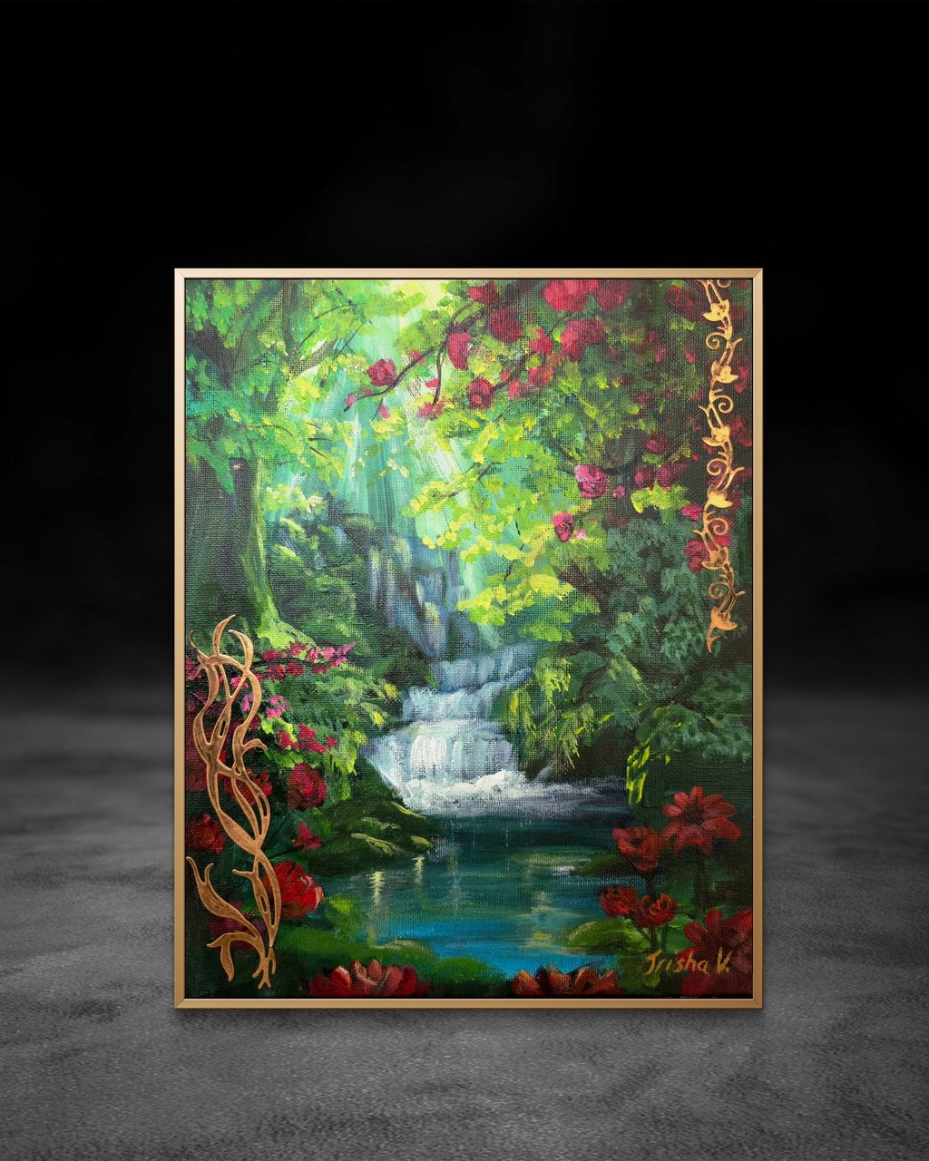 The Forest of Forgotten Dreams, Mystical Landscape Painting with Waterfalls and Enchanted Forest