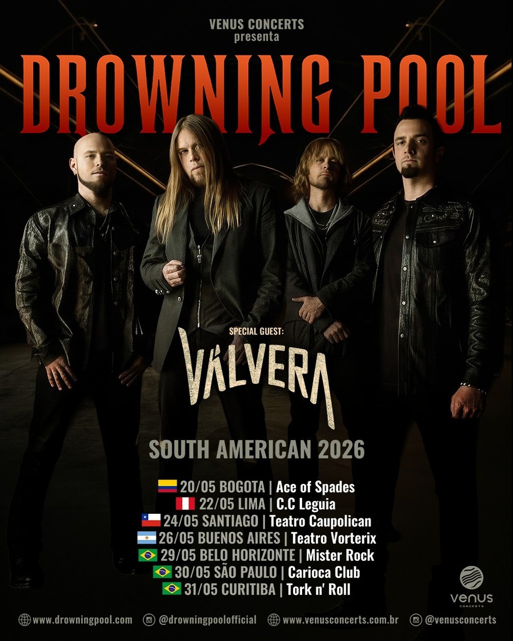 Drowning Pool, nome forte do nu metal nos anos 2000, faz 3 shows no Brasil em maio