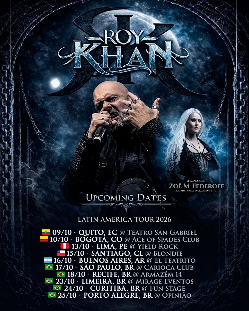 Cartaz oficial de divulgação da turnê "The Black Halo and Beyond" na América do Sul