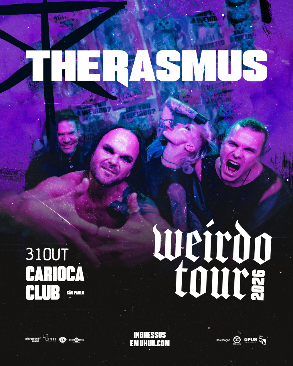 Poster da tour da banda The Rasmus traz a explosiva "WEIRDO TOUR" para a América Central e do Sul
