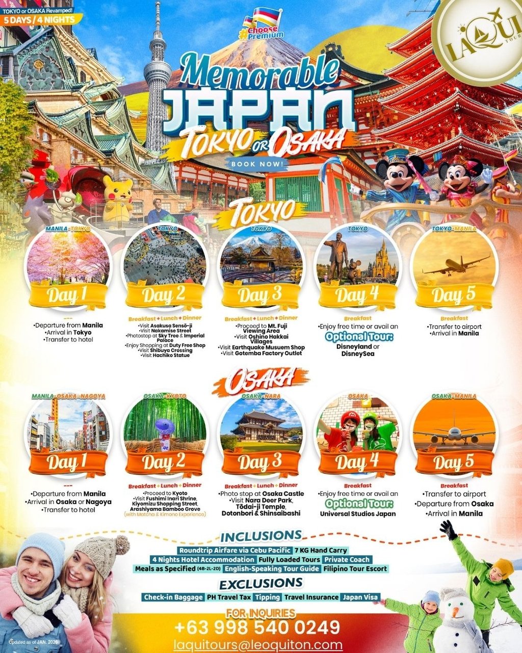 Japan Tokyo or Osaka LaQui Tours