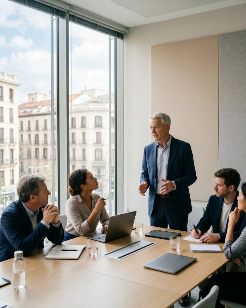 COO Fractional liderando reunión del equipo de operaciones