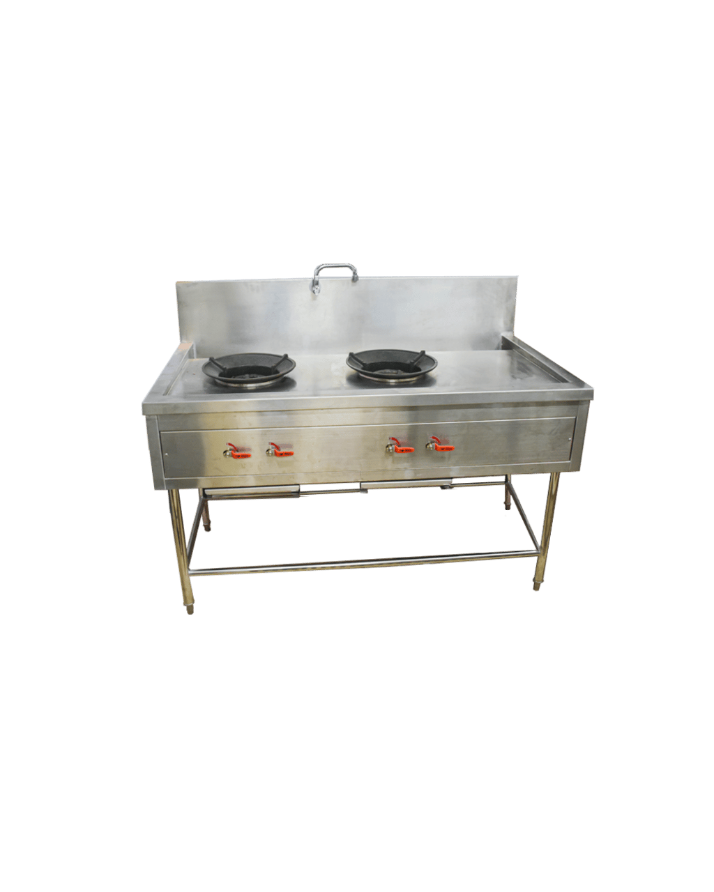 Thai Stove 2 Burners with Drainage เตาไทย 2 หัว พร้อมรางน้ำ สแตนเลส 304