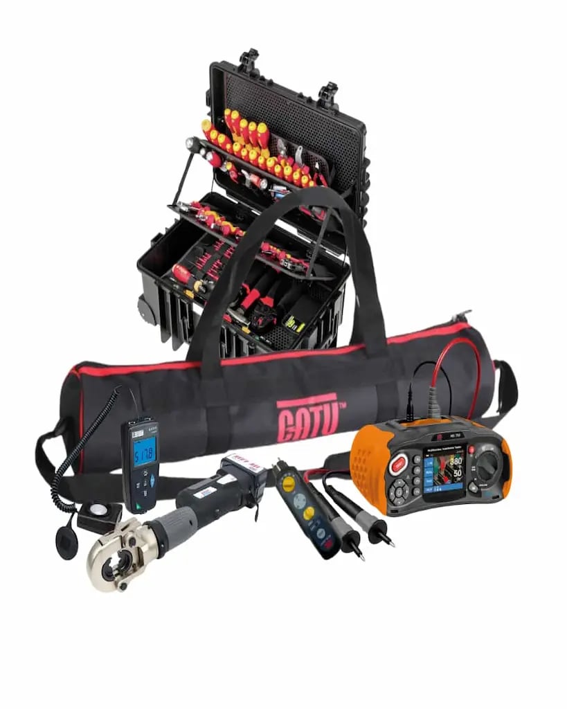 Outils professionnels d’électricité et d’éclairage – outils isolés, testeur, luxmètre et sertisseuse