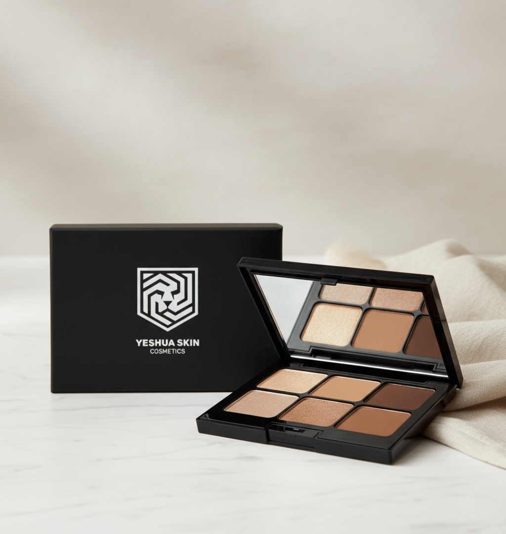 YESHUA Skin Cosmetics eye shadow palette in a black box