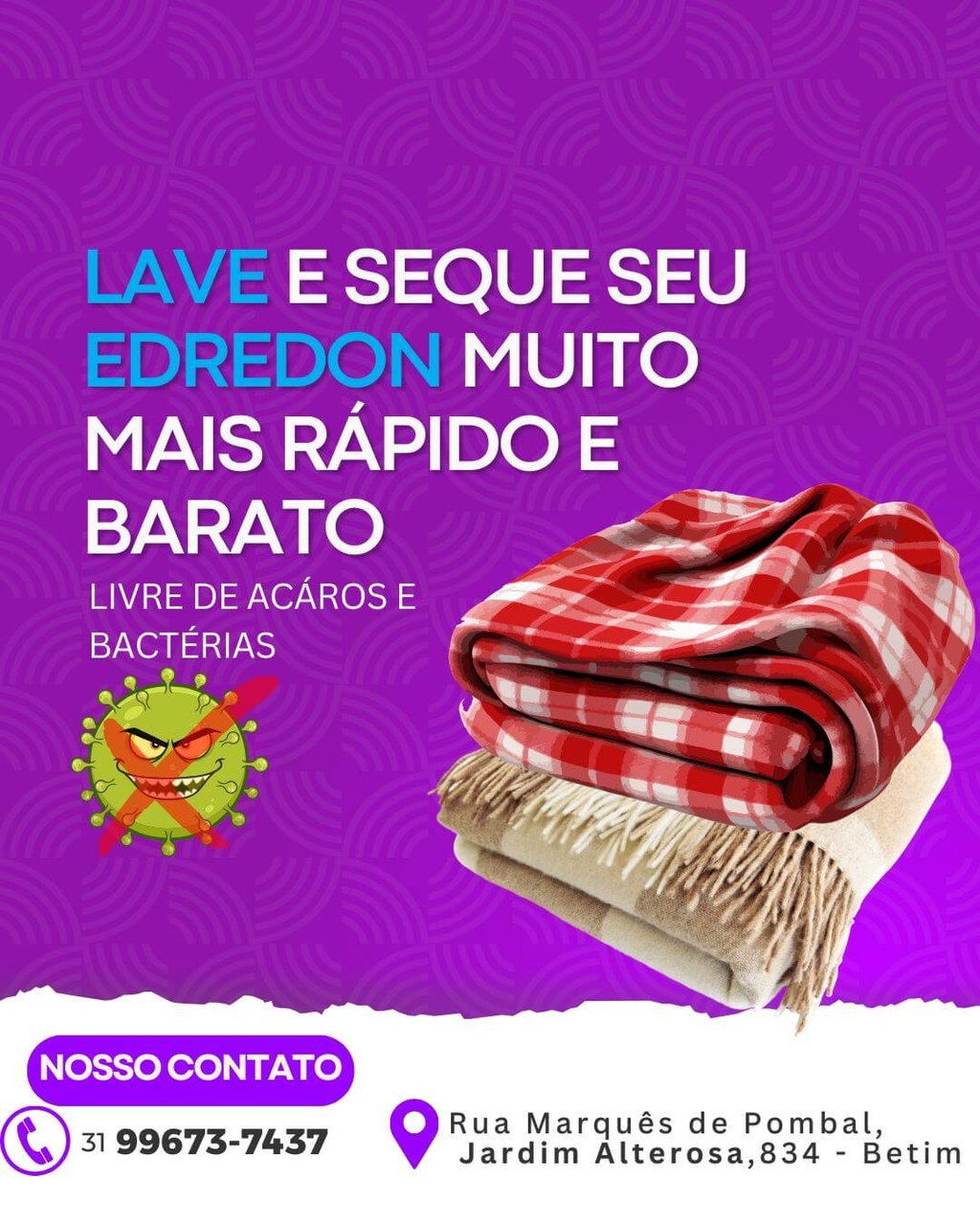 Lavanderia em Betim - Roupas, Edredons e Cobertas 📍 Endereço: Rua Marques de Pombal, 834, Bairro Alterosa, Betim 🧺 Serviç
