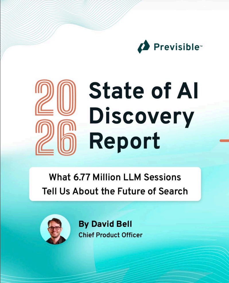 Cover for the 2026 State of AI Discovery Report by Previsible featuring David Bell.