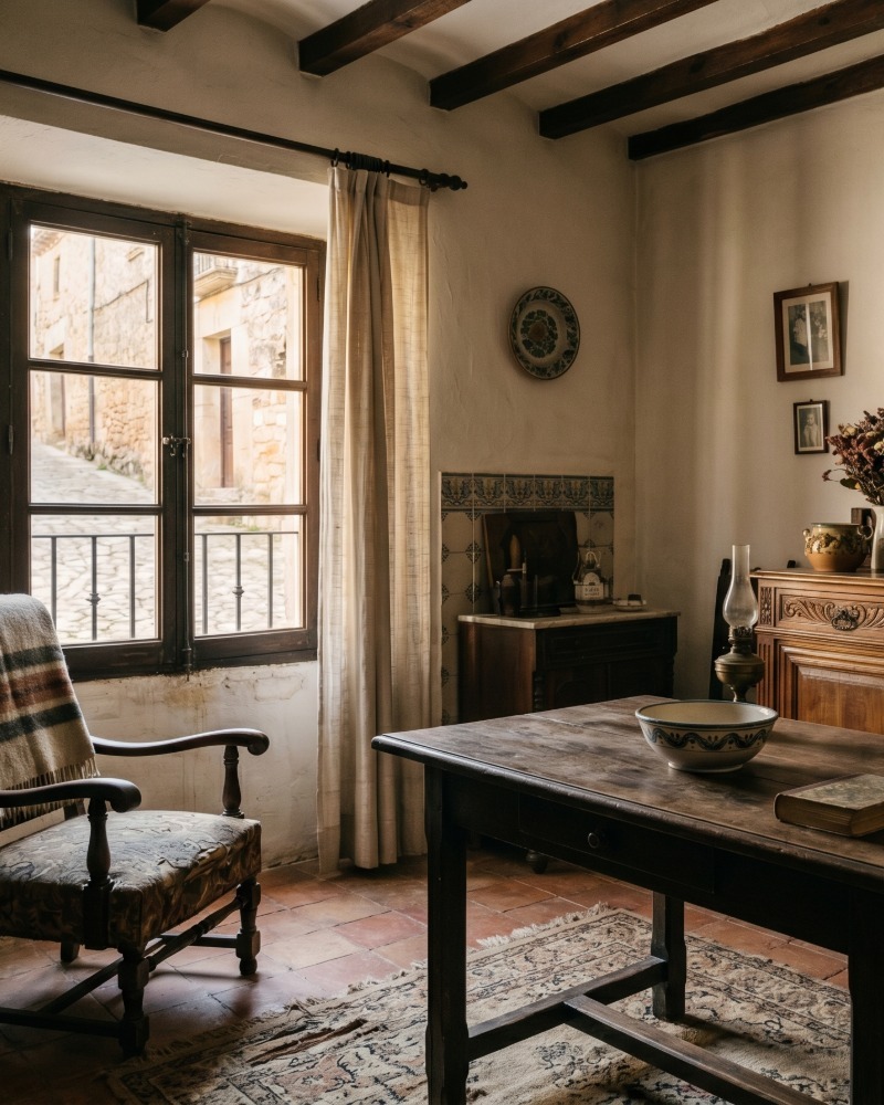 Interior cálido de una casa familiar heredada