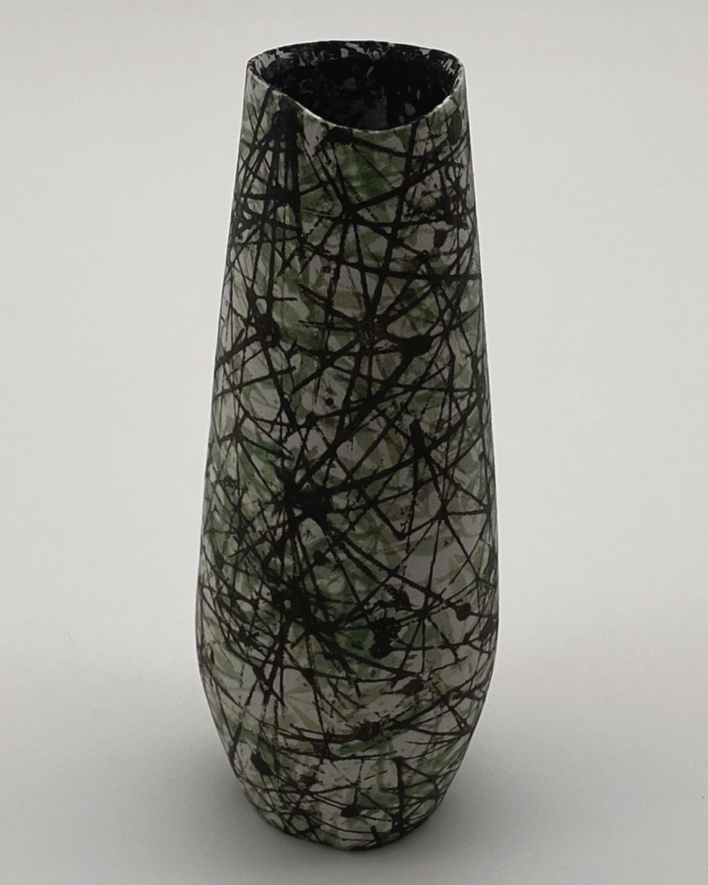 small green vase printed with black underglaze