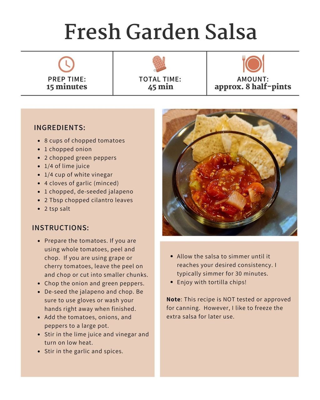 a recipe for a fresh garden salsa
