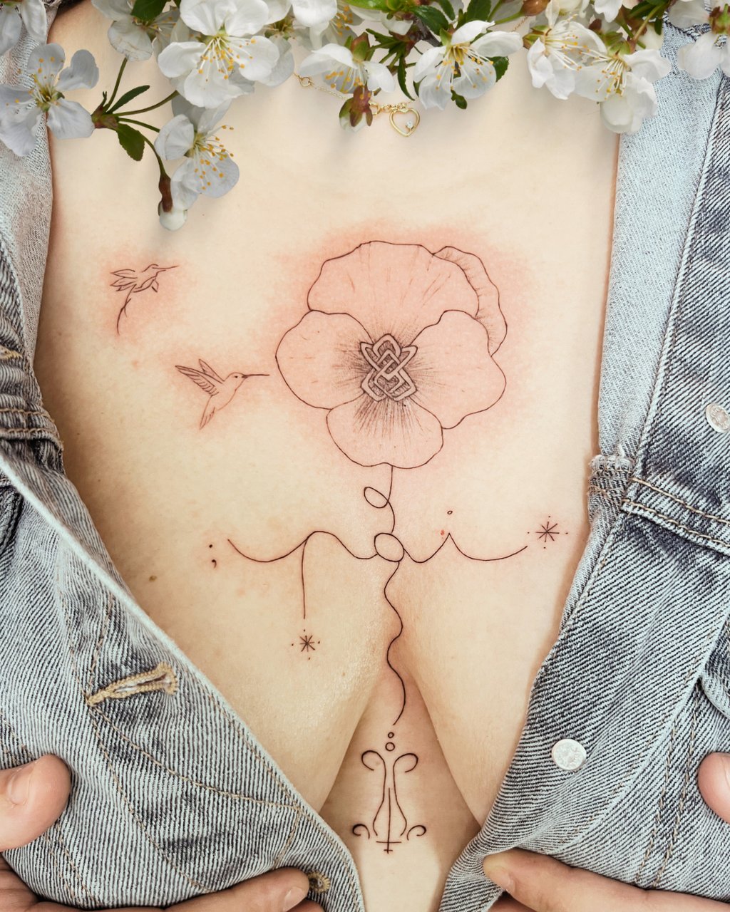 Tattoo lettrage fin underboobs studio Inkorporée Vendée