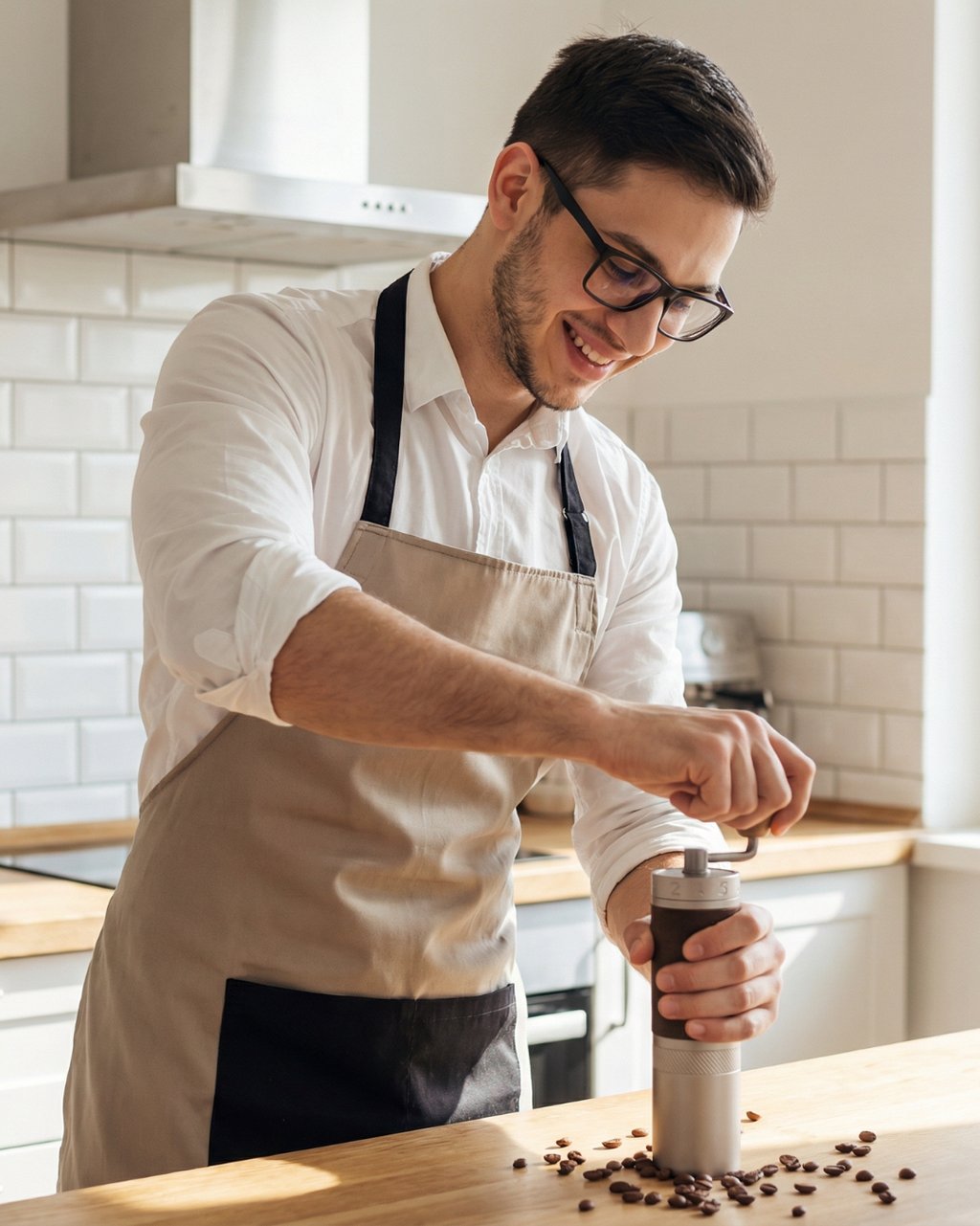 Moendo café na hora. A melhor experiência ao comprar café em grãos de café em Curitiba.