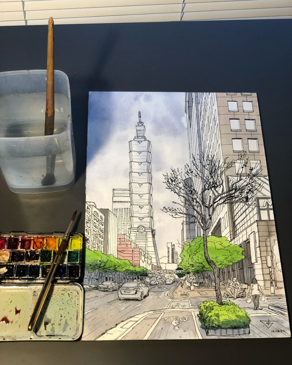 36 views to Taipei 101 illustration by artist Evgeny Bondarenko