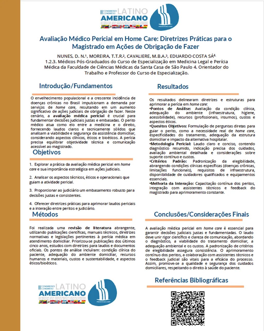 Apresentação de trabalho científico no Congresso Latino-Americano de Medicina Legal e Perícia Médica