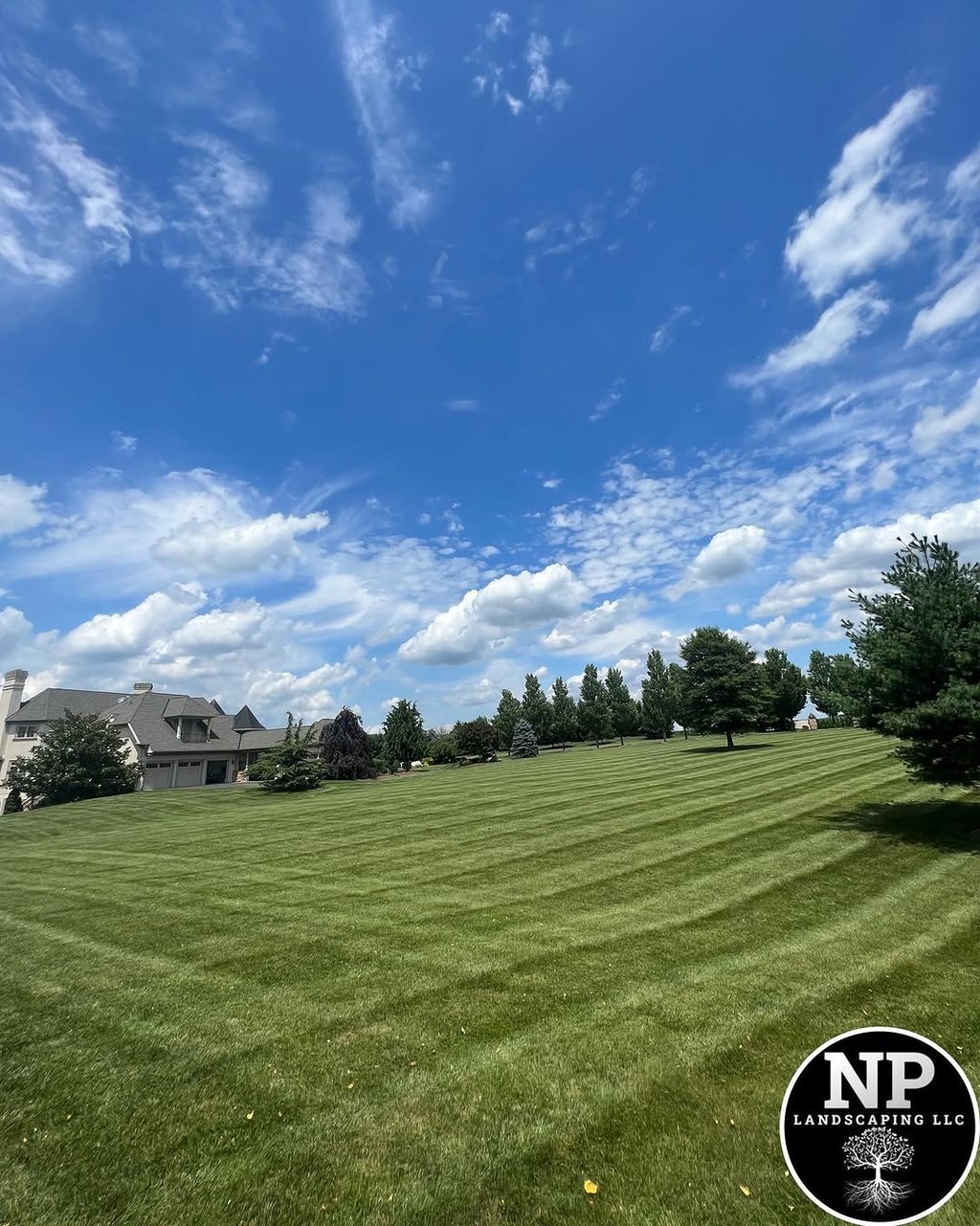 excellent landscaping and hardscaping of grass, stones and trees by NP Landscaping