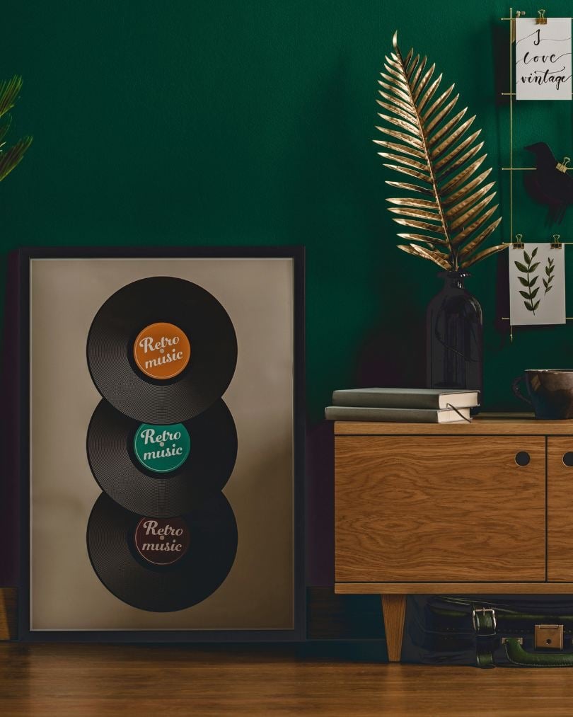 Moody green painted room