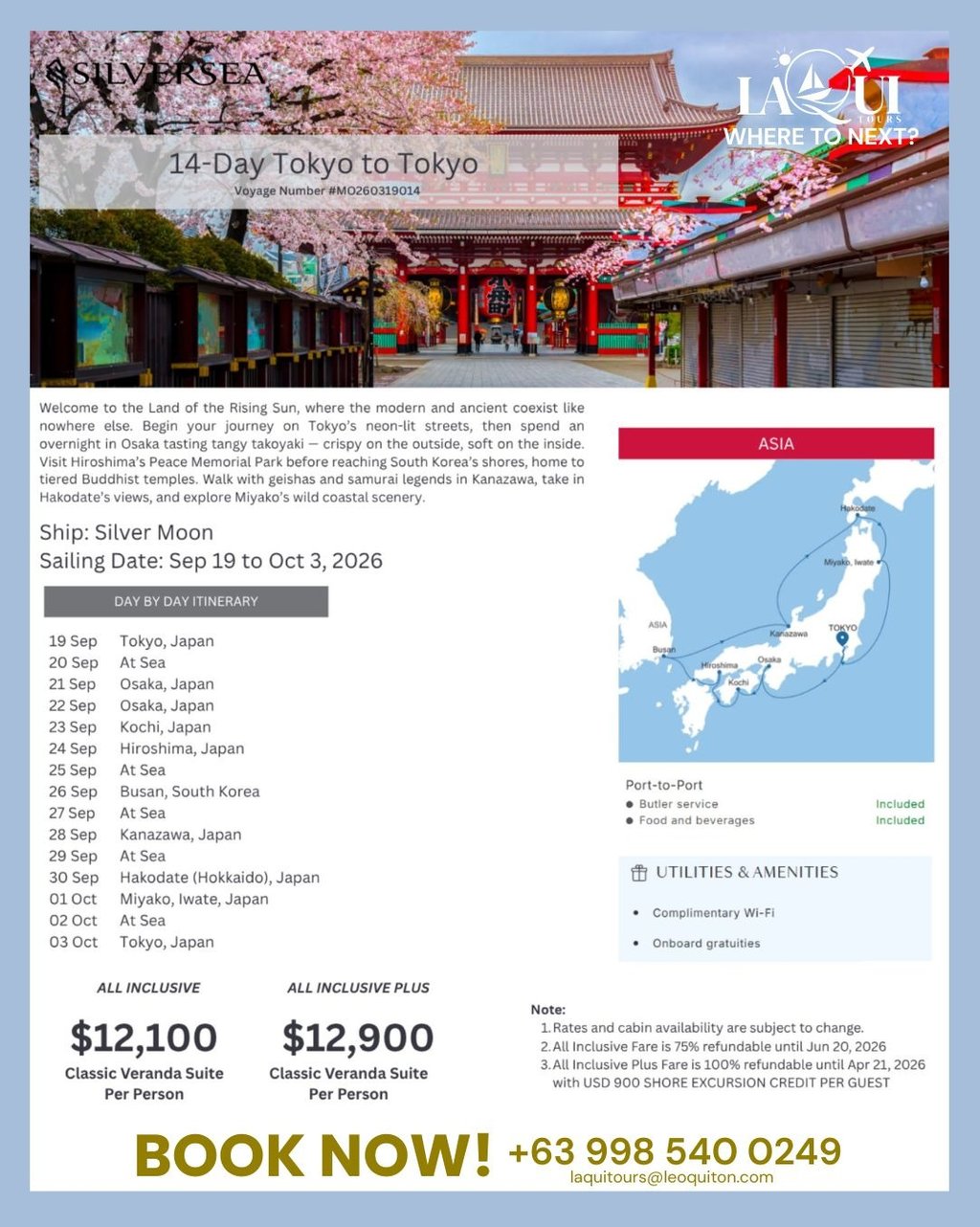 14-day Tokyo to Tokyo LaQui Tours