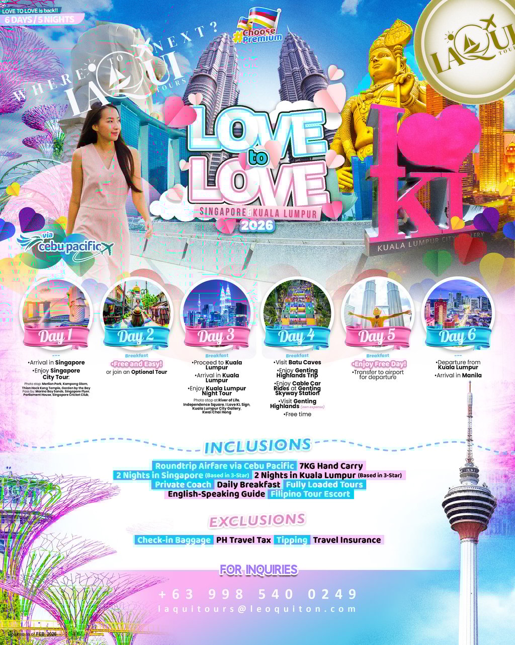 Singapore Kuala Lumpur Love to Love LaQui Tours