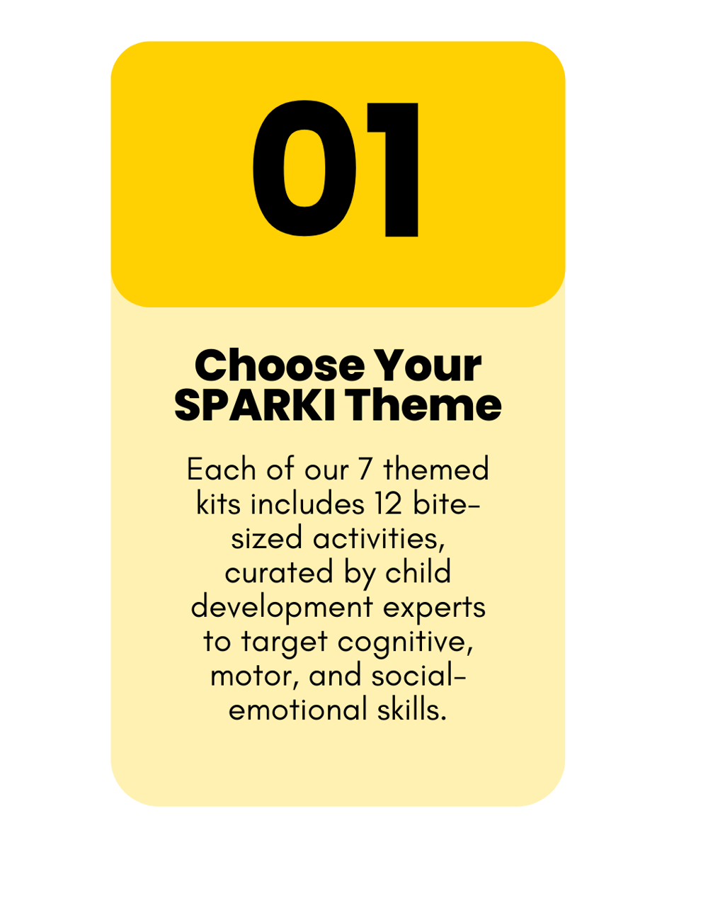Parent selecting a SPARKI learning kit with 12 child development activities designed to build skills