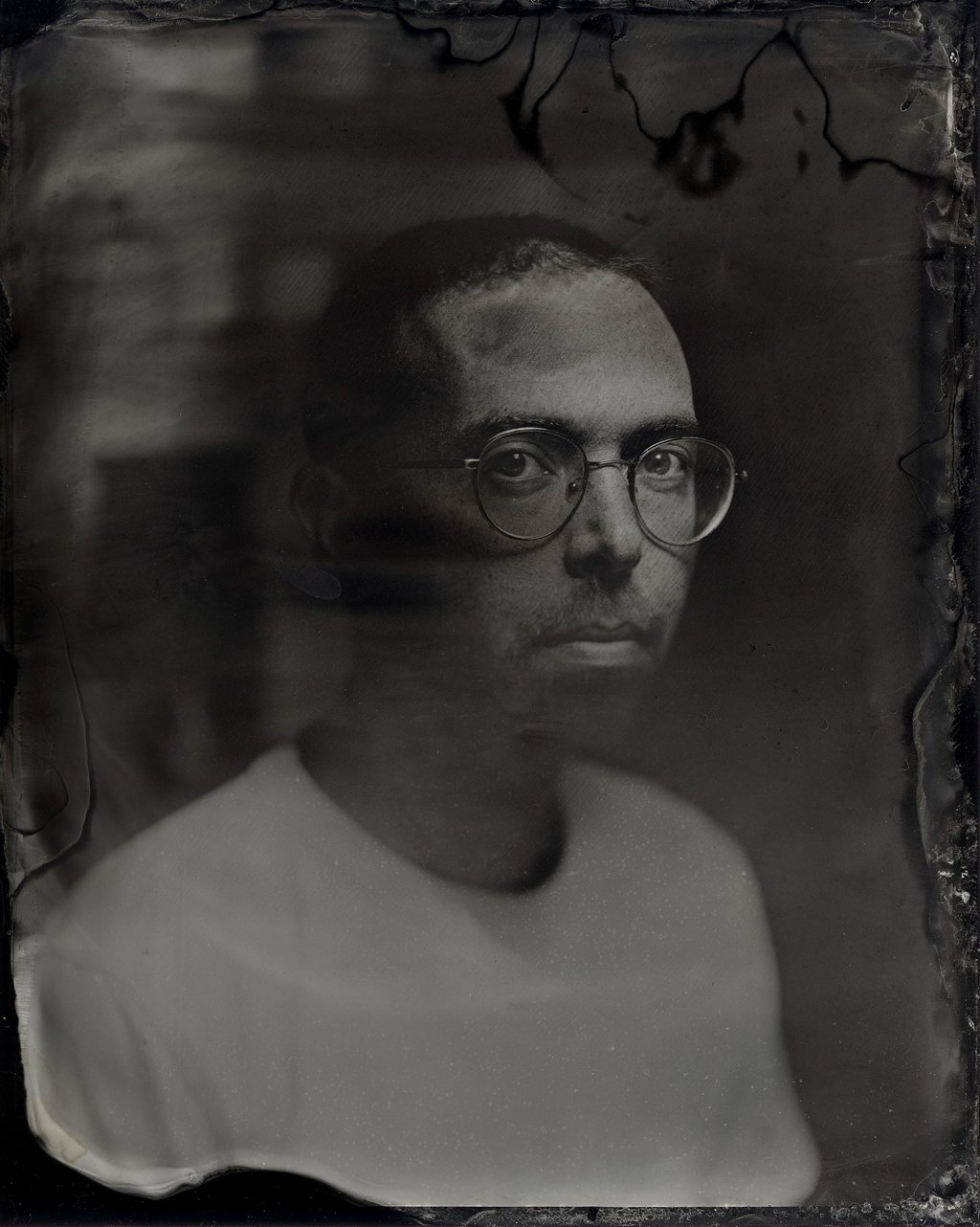 tintype portrait of victor saliba, ceramist at poterie victor