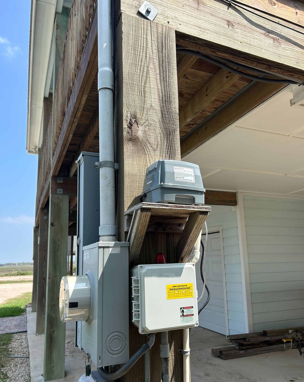 Remote mount of septic control panel and compressor